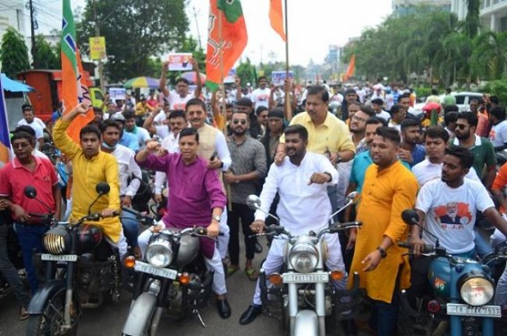 Amid Opposition Fights in Tripura High Court against Section 144 Imposition, BJP’s Political Rally in Agartala breaking Section 144